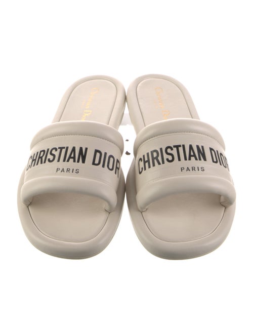Christian Dior Leather Graphic Print Slides