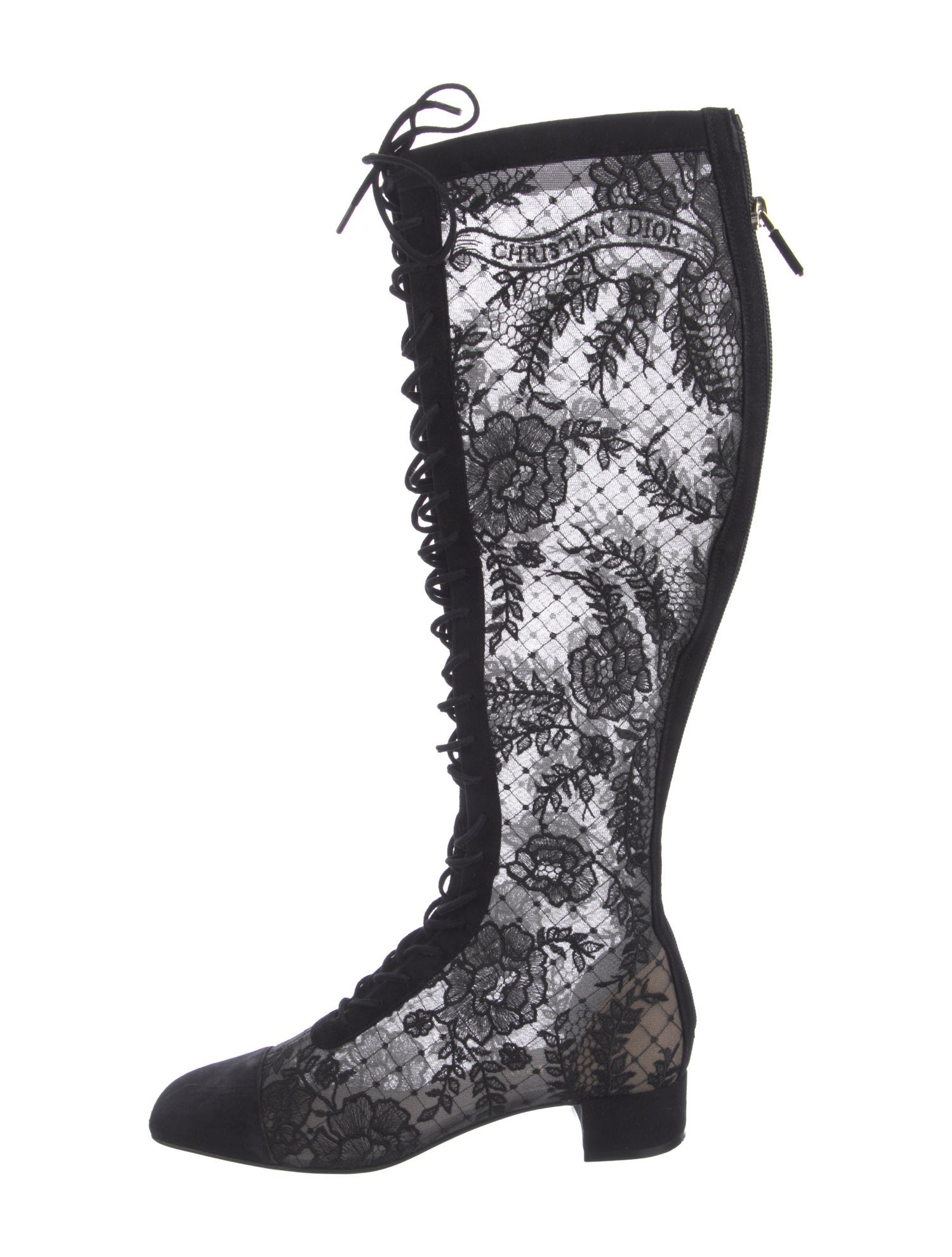 Christian Dior Lace Lace Pattern Lace-Up Boots
