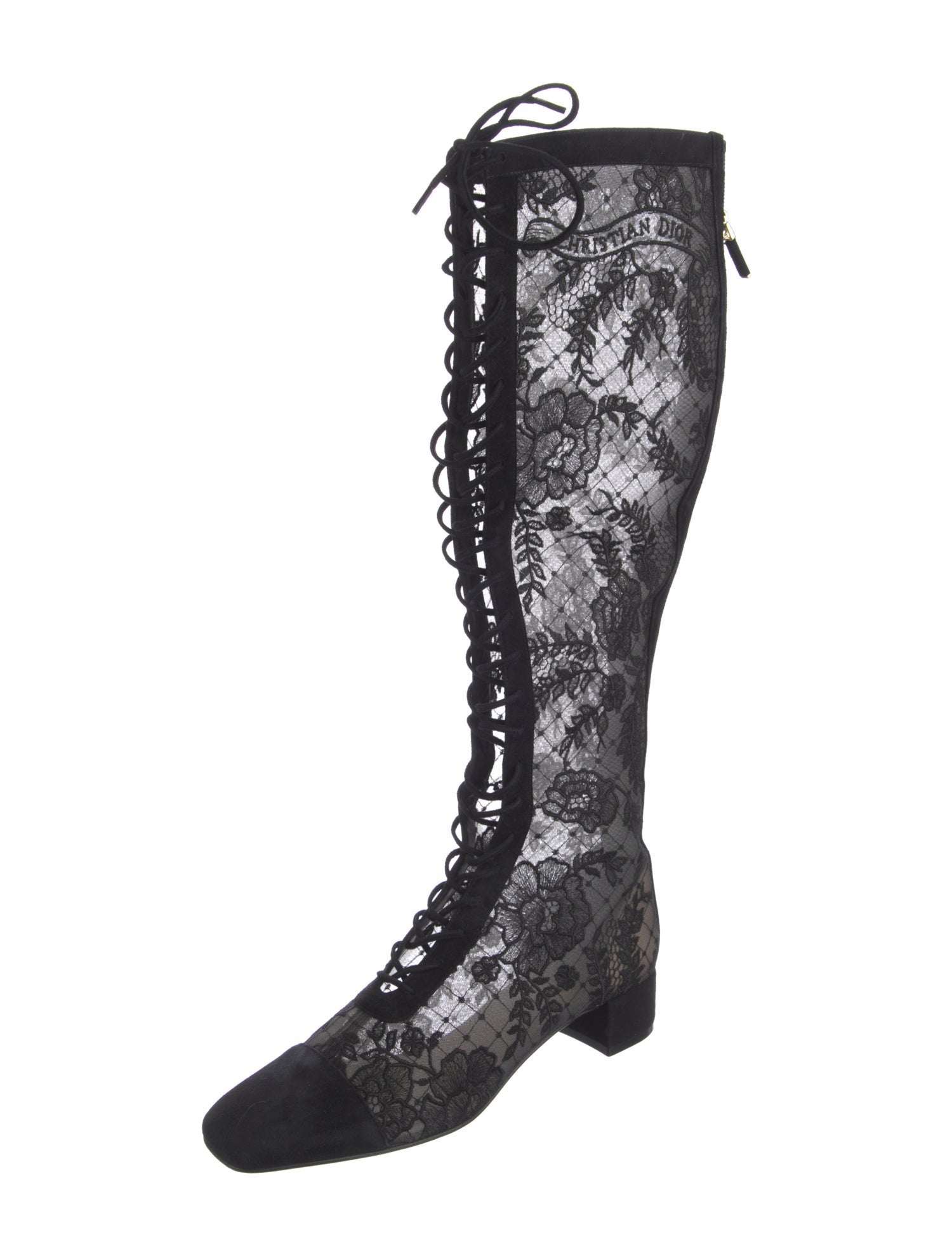 Christian Dior Lace Lace Pattern Lace-Up Boots