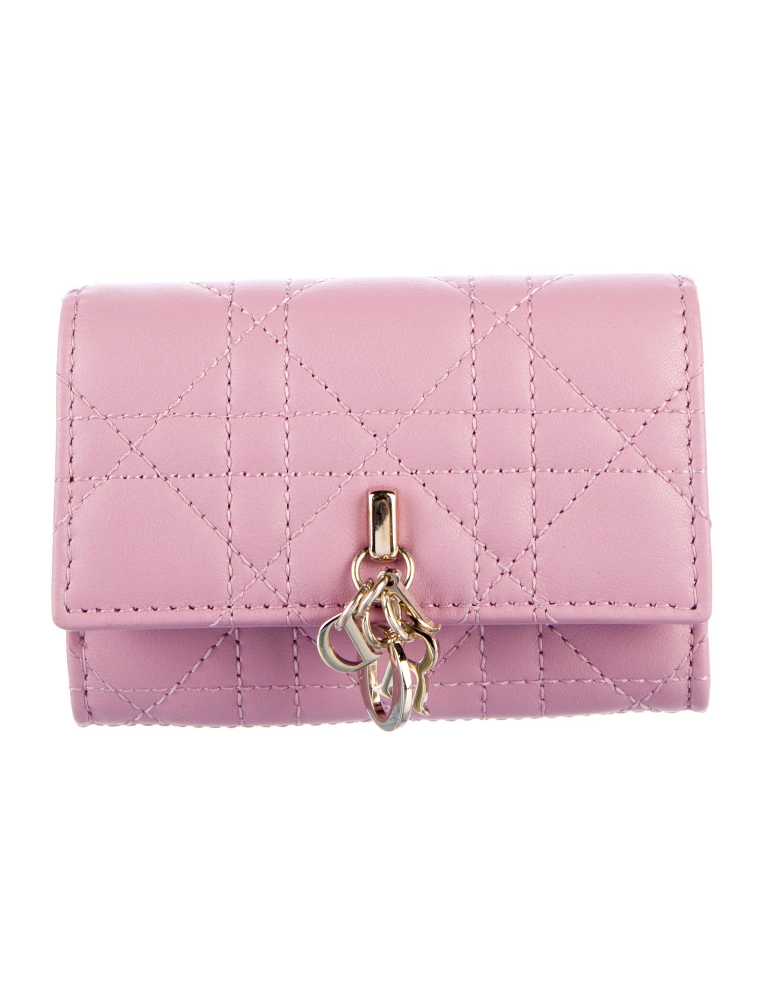 Christian Dior Lady Dior Flap Card Holder Cannage Pattern Compact Wallet