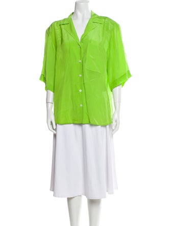 Christian Dior Three-Quarter Sleeve Button-Up Top