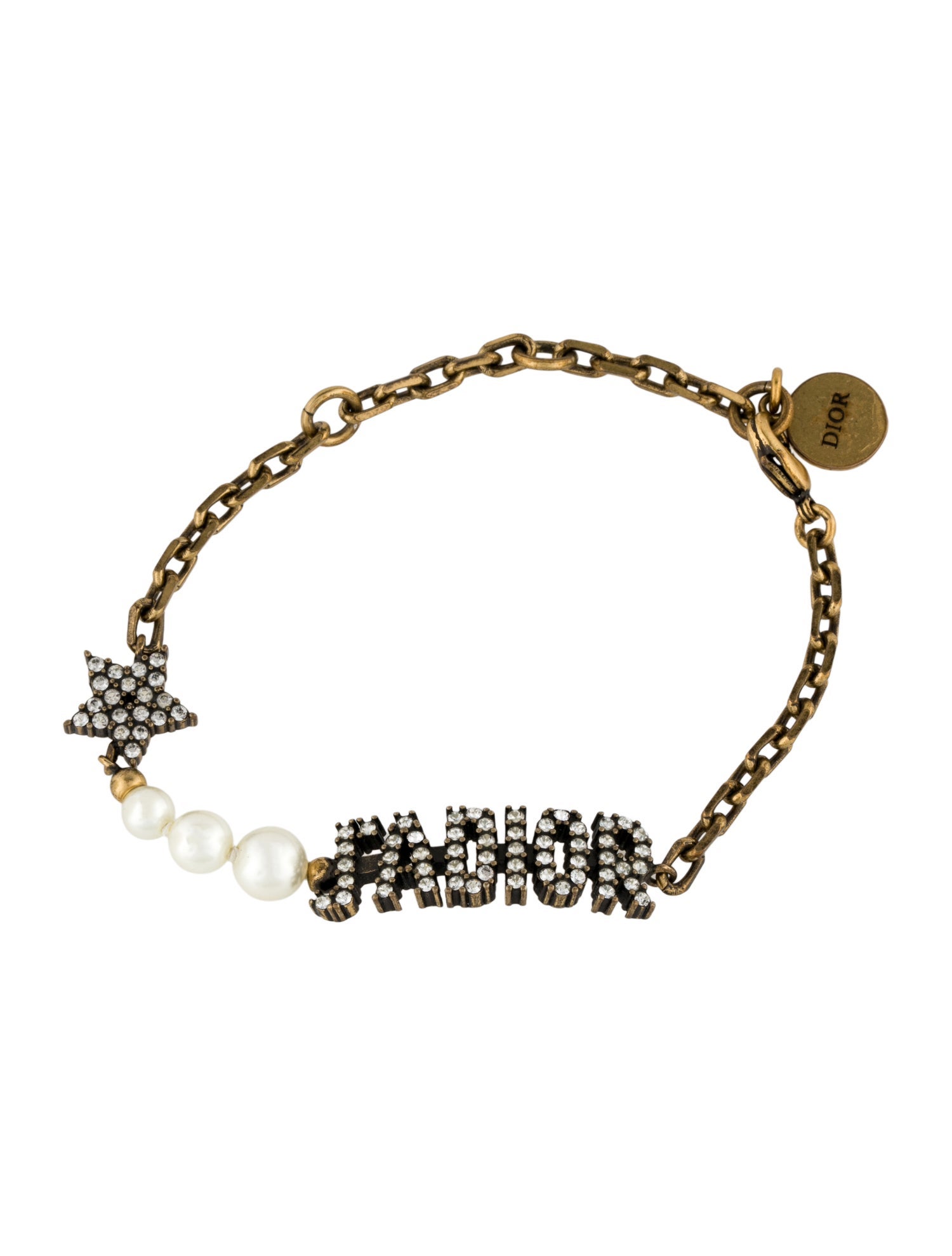 Christian Dior Faux Pearl & Crystal J'Adior Link Bracelet