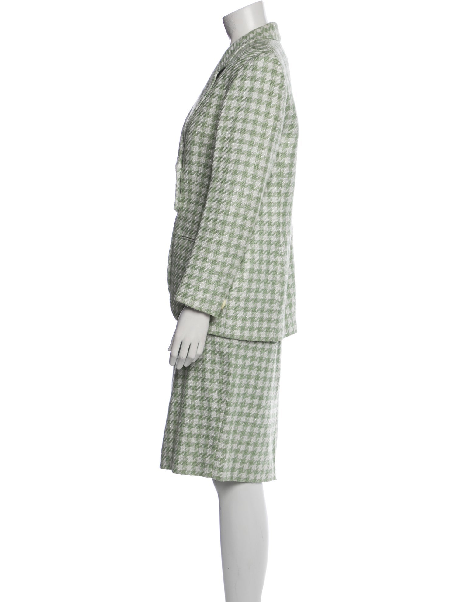 Christian Dior Vintage Plaid Print Skirt Suit
