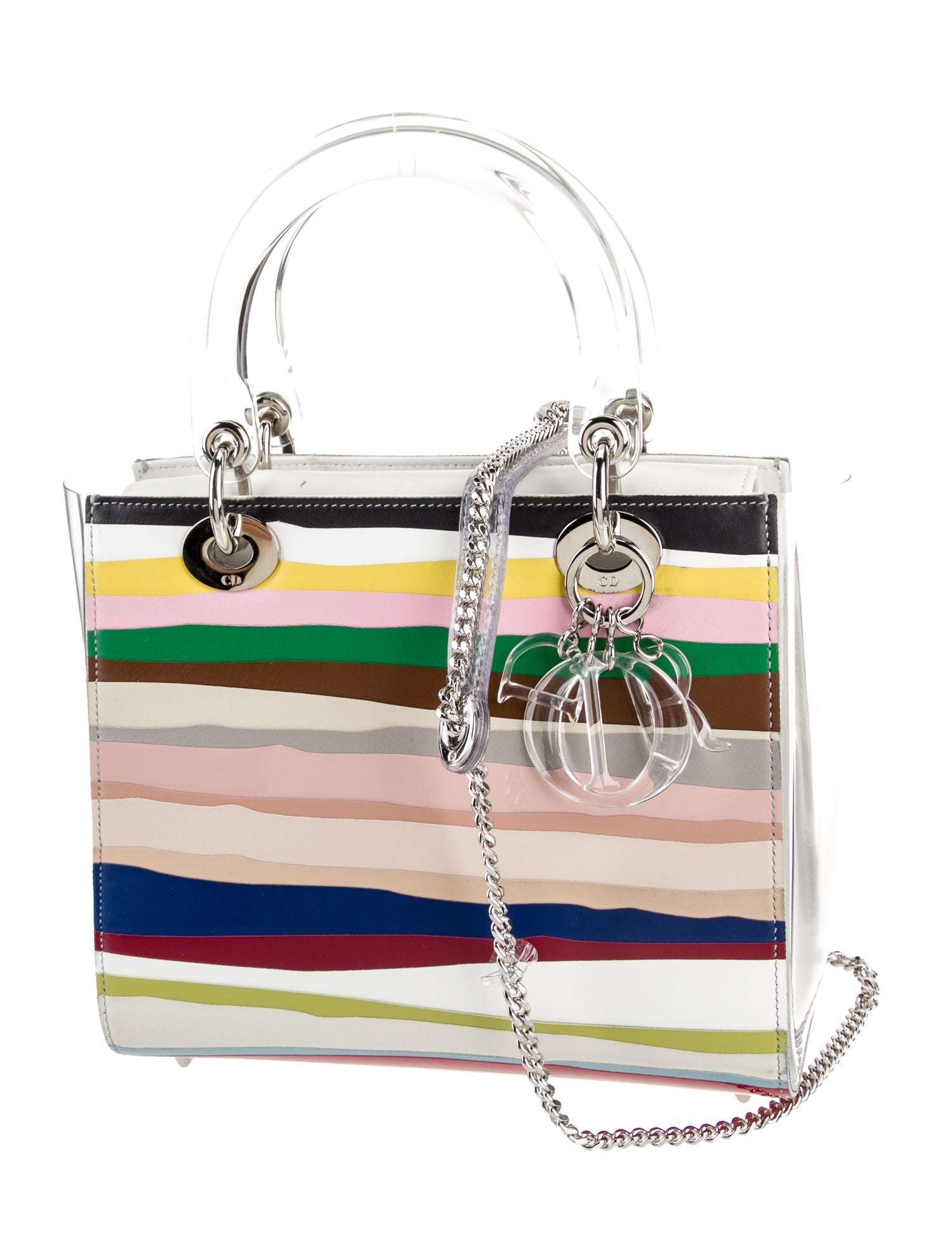 Christian Dior PVC Lady Dior Medium - White Handle Bags, Handbags