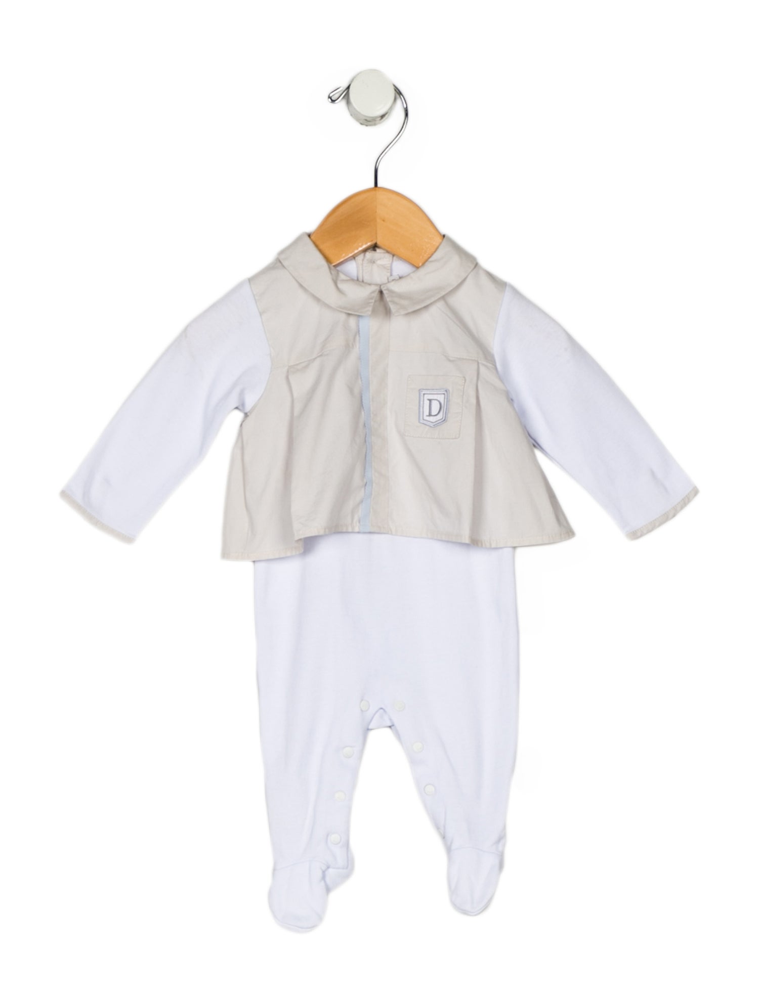 Christian Dior Girls Infant Long Sleeve Onesie Neutrals Sizes