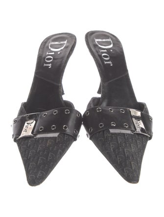 Christian Dior Diorissimo Pattern Canvas Mules