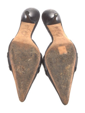 Christian Dior Diorissimo Pattern Canvas Mules