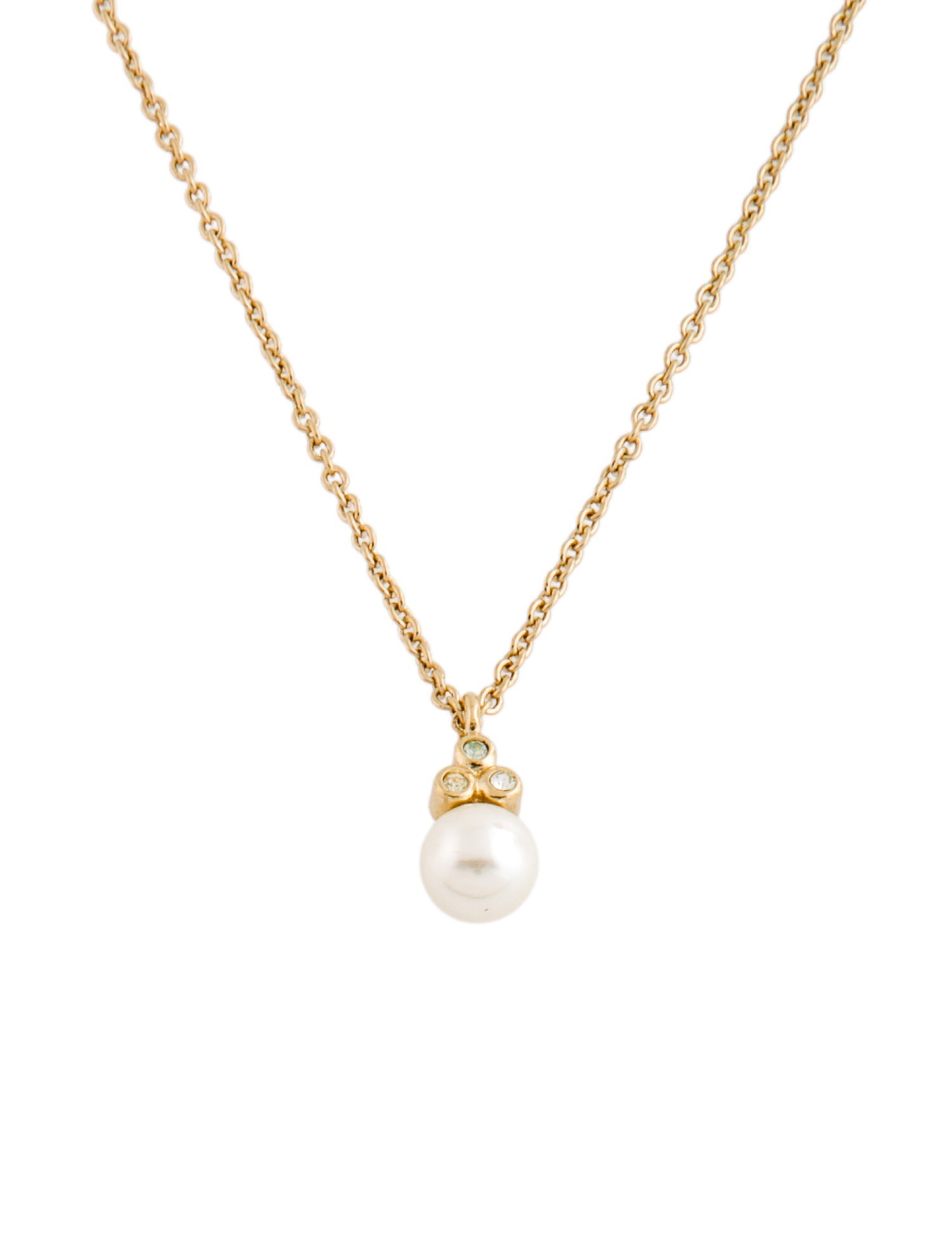 Christian Dior Vintage Crystal & Faux Pearl Pendant Necklace
