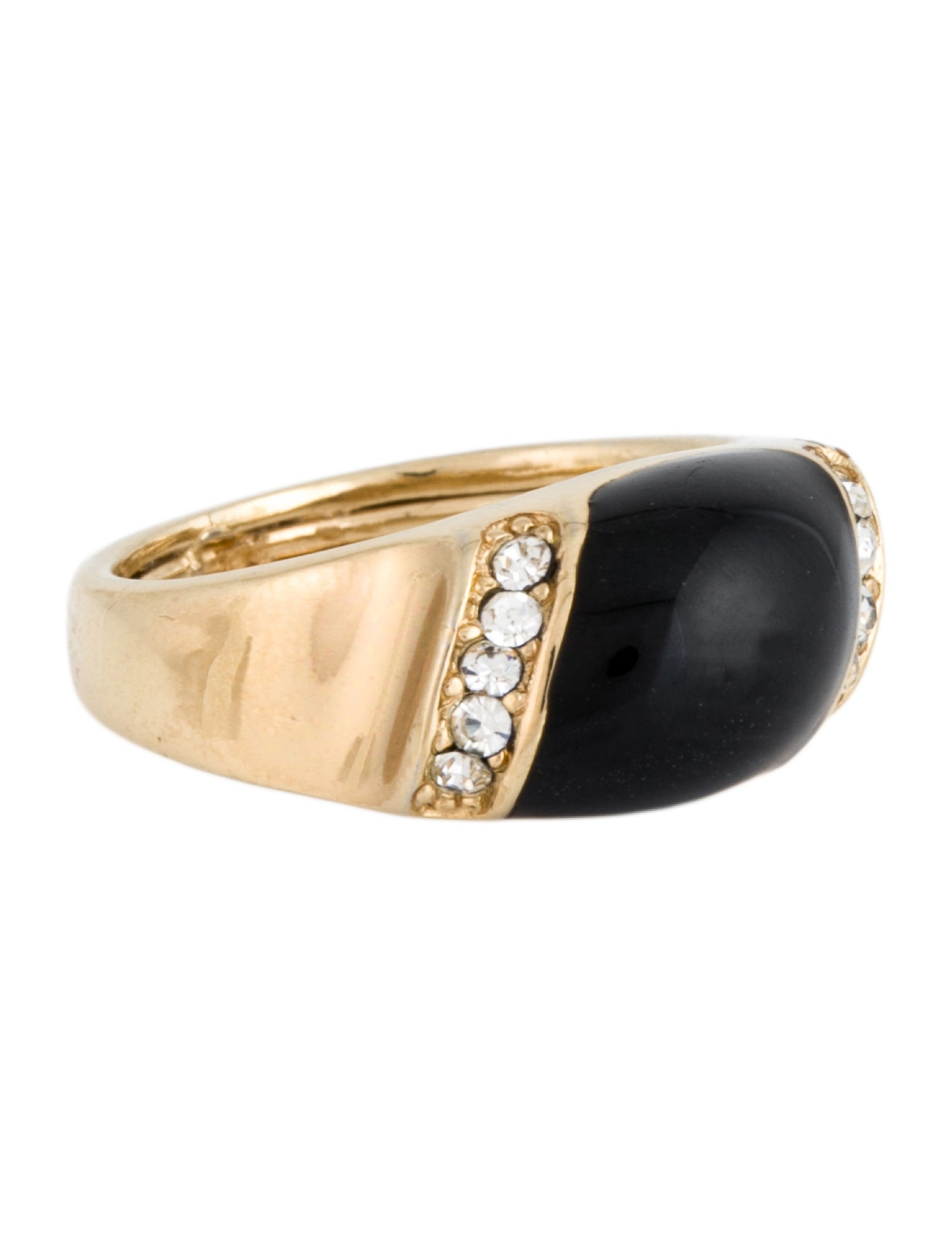 Christian Dior Vintage Enamel & Crystal Ring