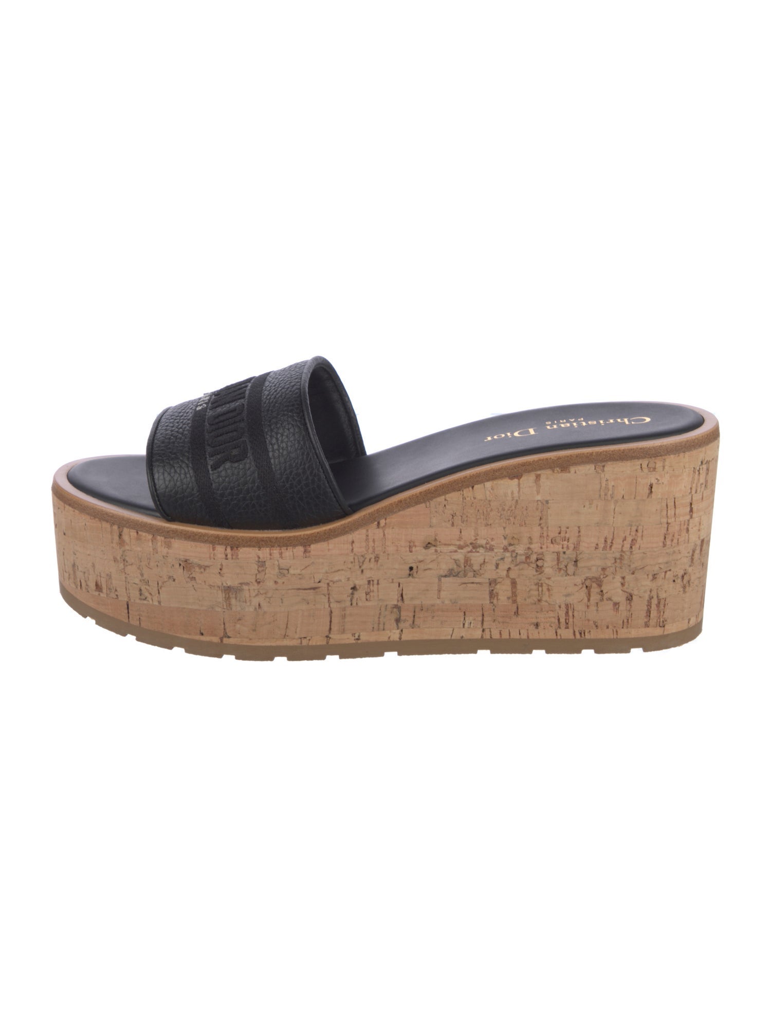 Christian Dior Leather Graphic Print Slides