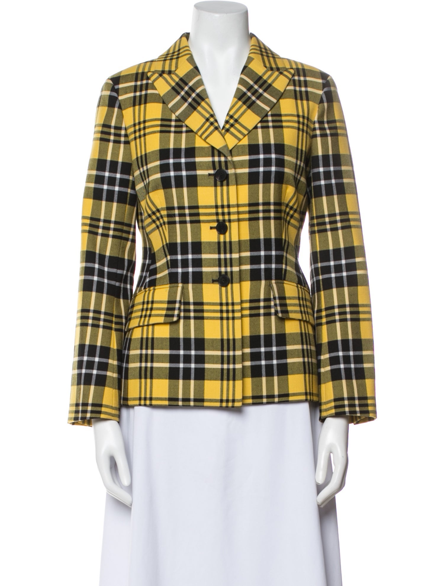 Christian Dior Virgin Wool Plaid Print Blazer