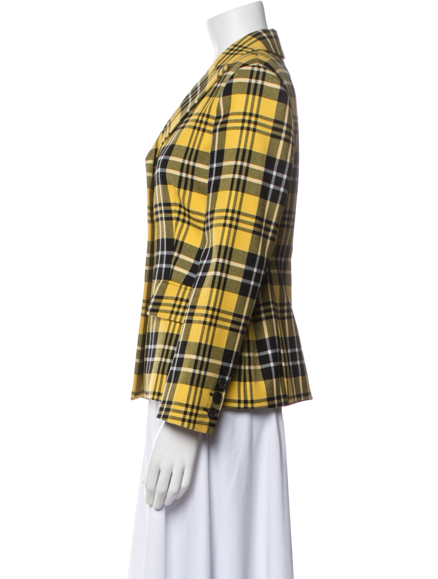 Christian Dior Virgin Wool Plaid Print Blazer