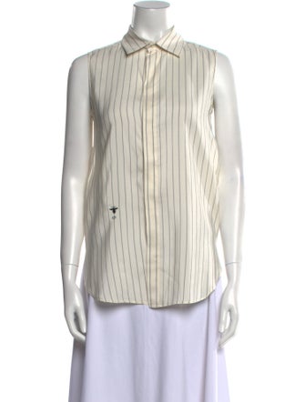 Christian Dior Silk Striped Button-Up Top