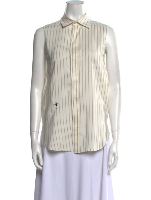 Christian Dior Silk Striped Button-Up Top