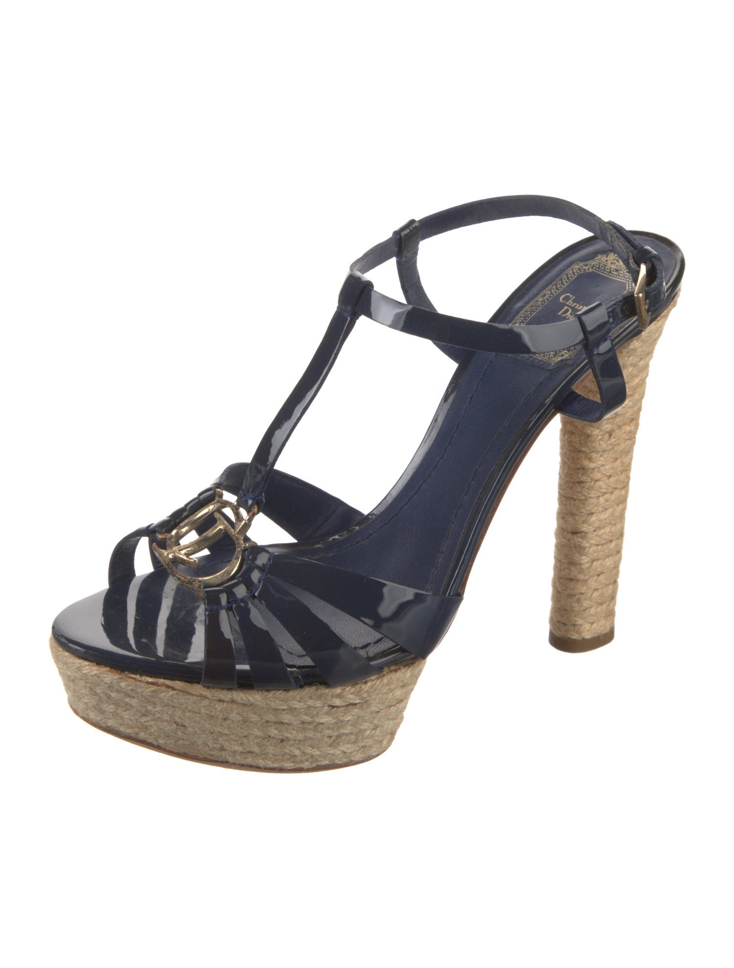 Christian Dior Patent Leather T-Strap Sandals