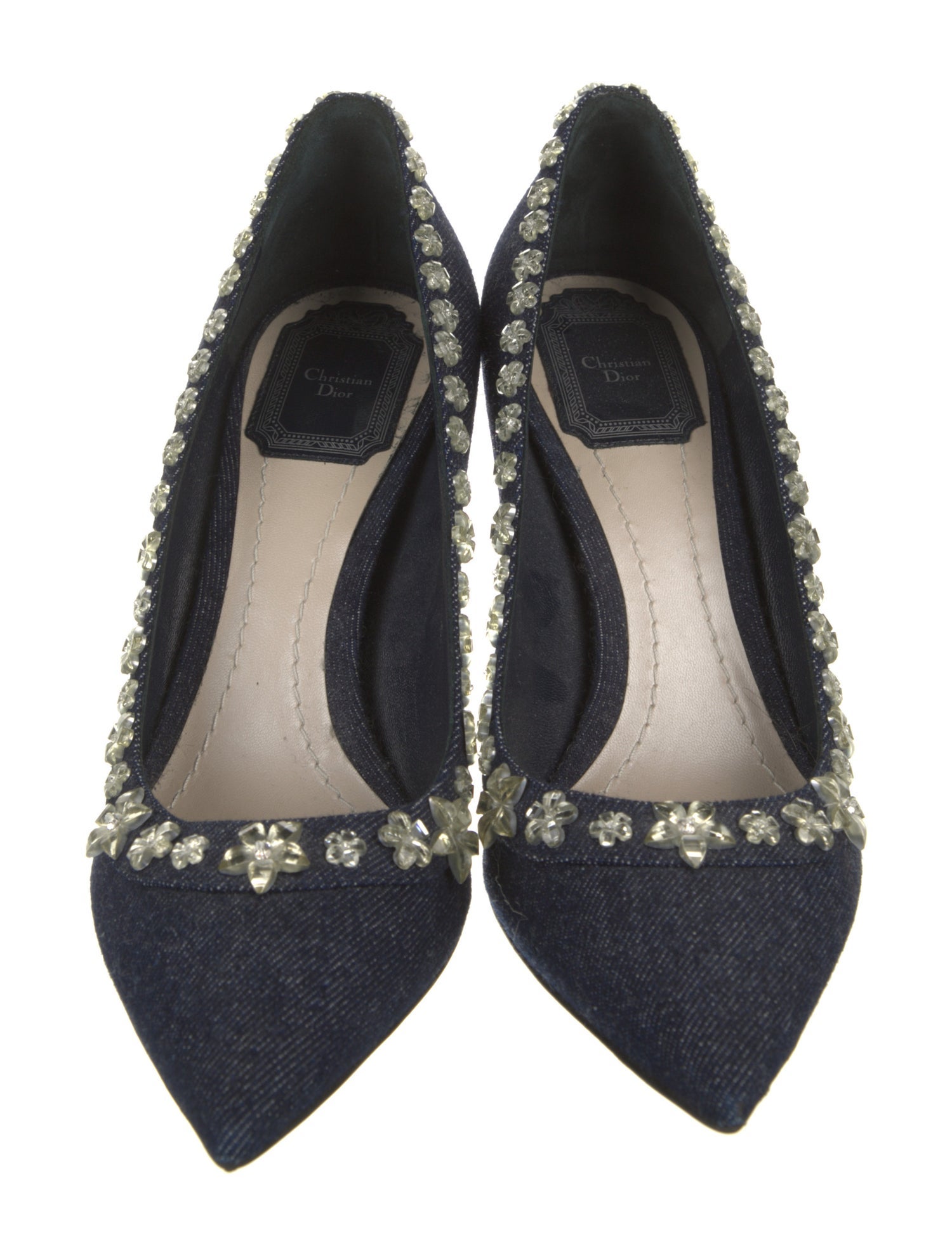 Christian Dior Denim Crystal Embellishments Pumps