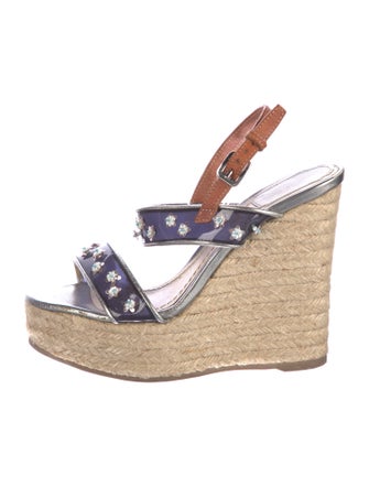 Christian Dior Raffia Colorblock Pattern Espadrilles