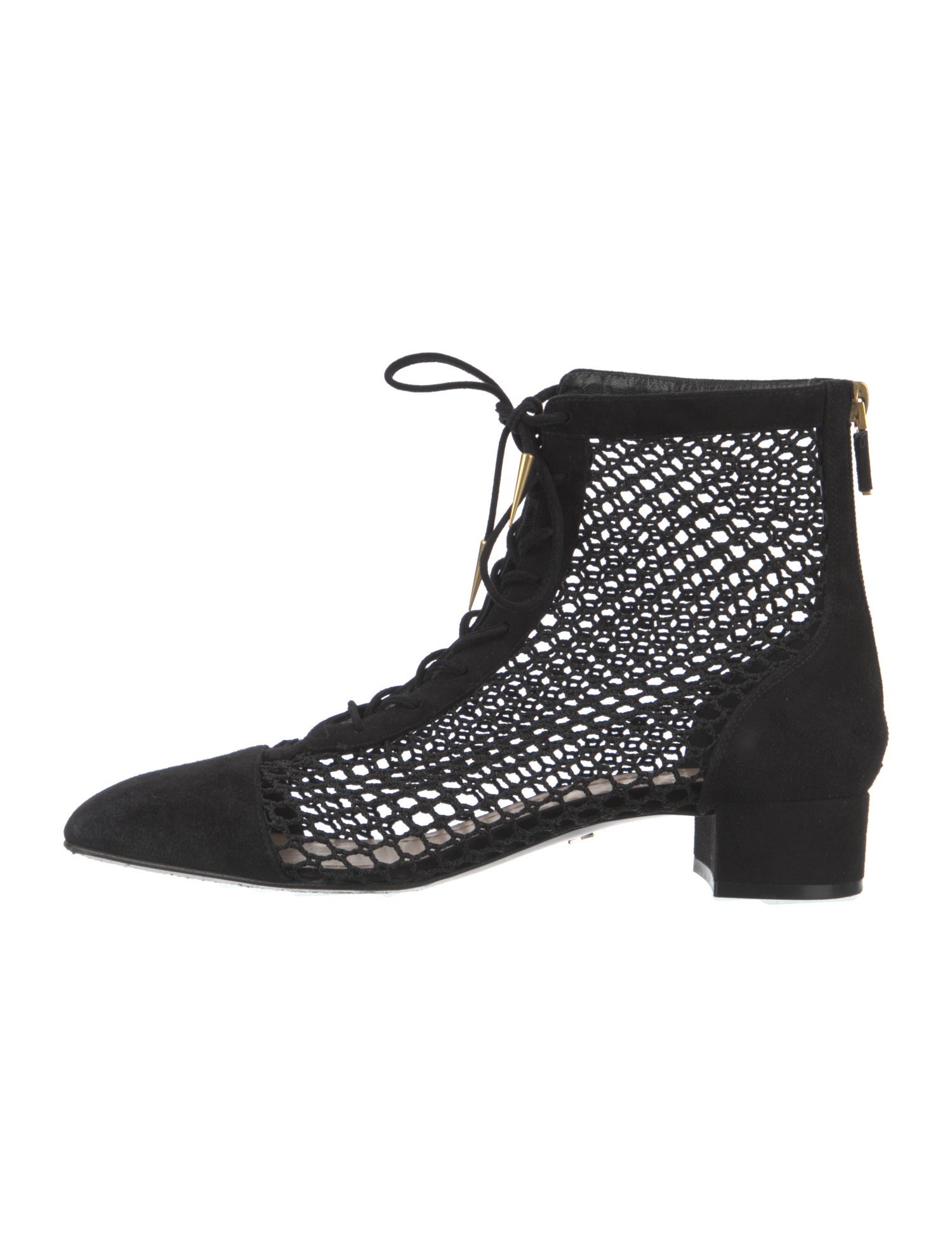 Christian Dior Suede Mesh Accents T-Strap Pumps