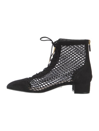 Christian Dior Suede Mesh Accents T-Strap Pumps