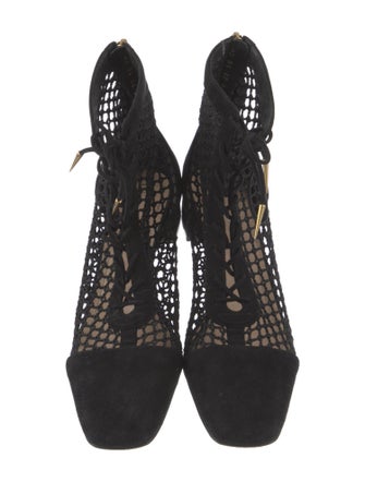 Christian Dior Suede Mesh Accents T-Strap Pumps