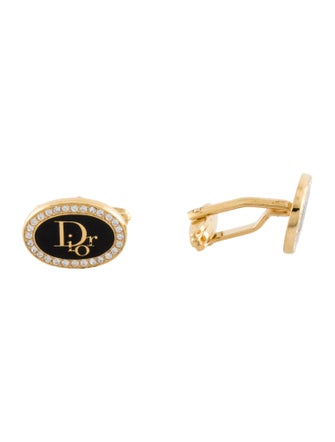 Christian Dior Crystal & Enamel Cufflinks