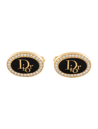 Christian Dior Crystal & Enamel Cufflinks
