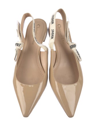 Christian Dior Patent Leather Printed Slingback Flats