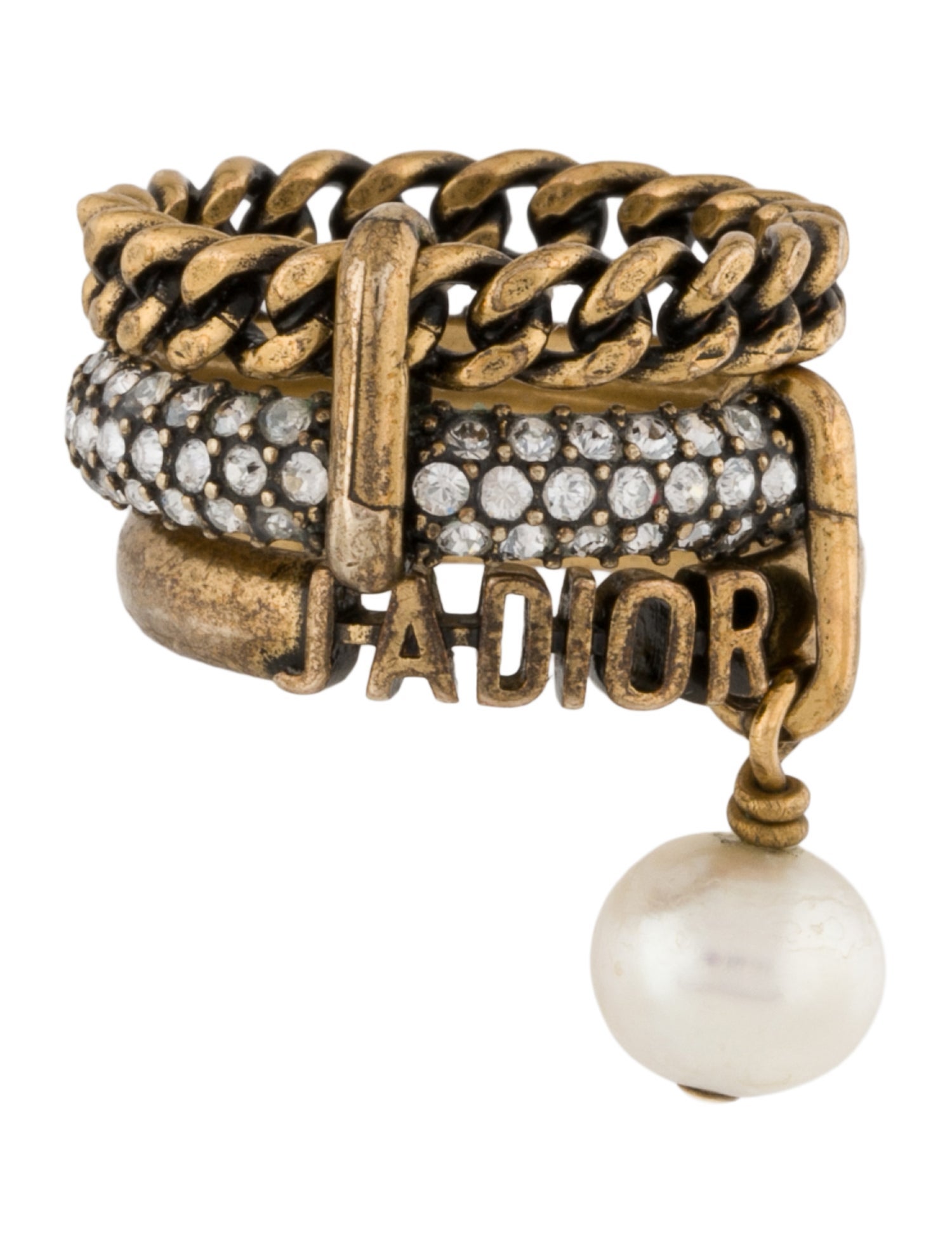 Christian Dior Pearl & Crystal J'Adior Stacking Rings