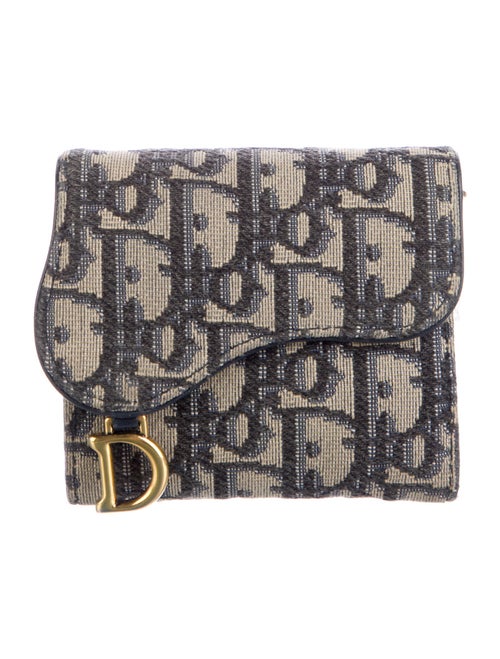 Christian Dior Saddle Cardholder Oblique Jacquard Compact Wallet