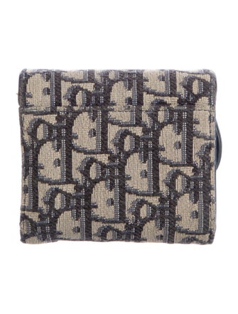 Christian Dior Saddle Cardholder Oblique Jacquard Compact Wallet