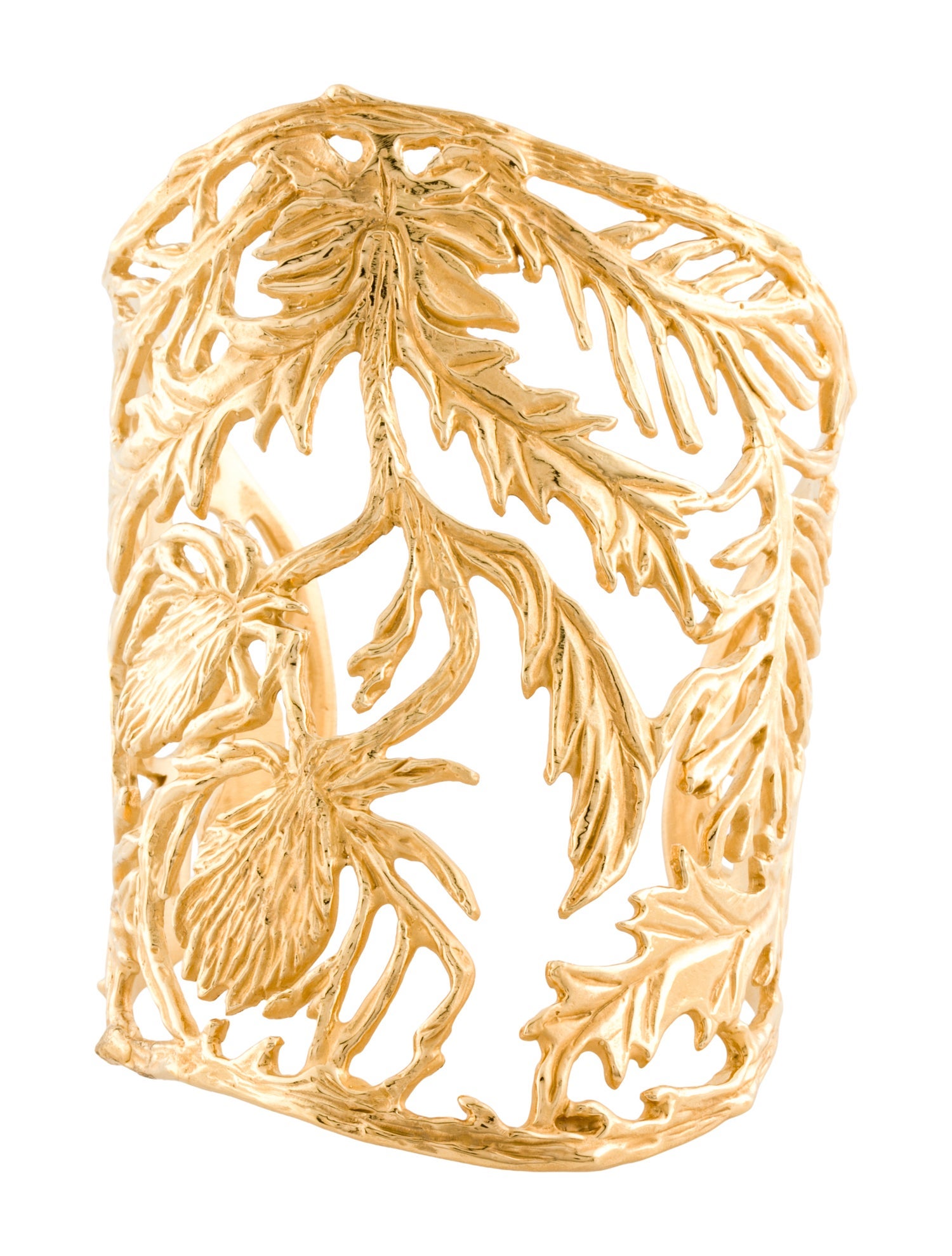 Christian Dior Carved Floral Wide Cuff Bracelet