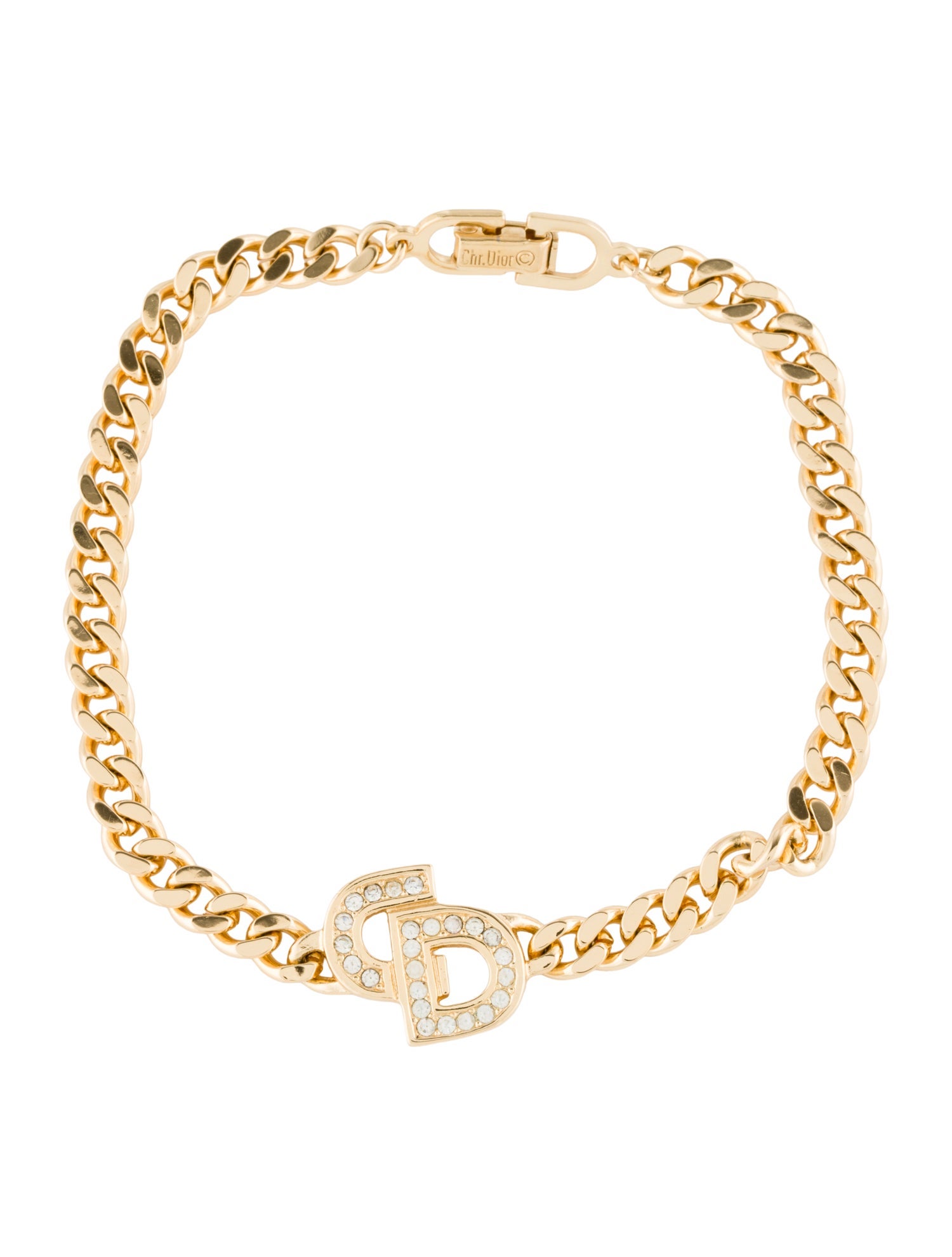 Christian Dior Vintage Crystal CD Link Bracelet