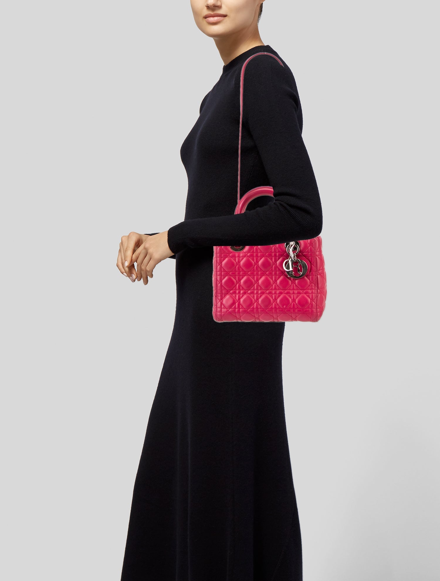 Christian Dior Leather Lambskin Cannage Medium Lady Dior Medium