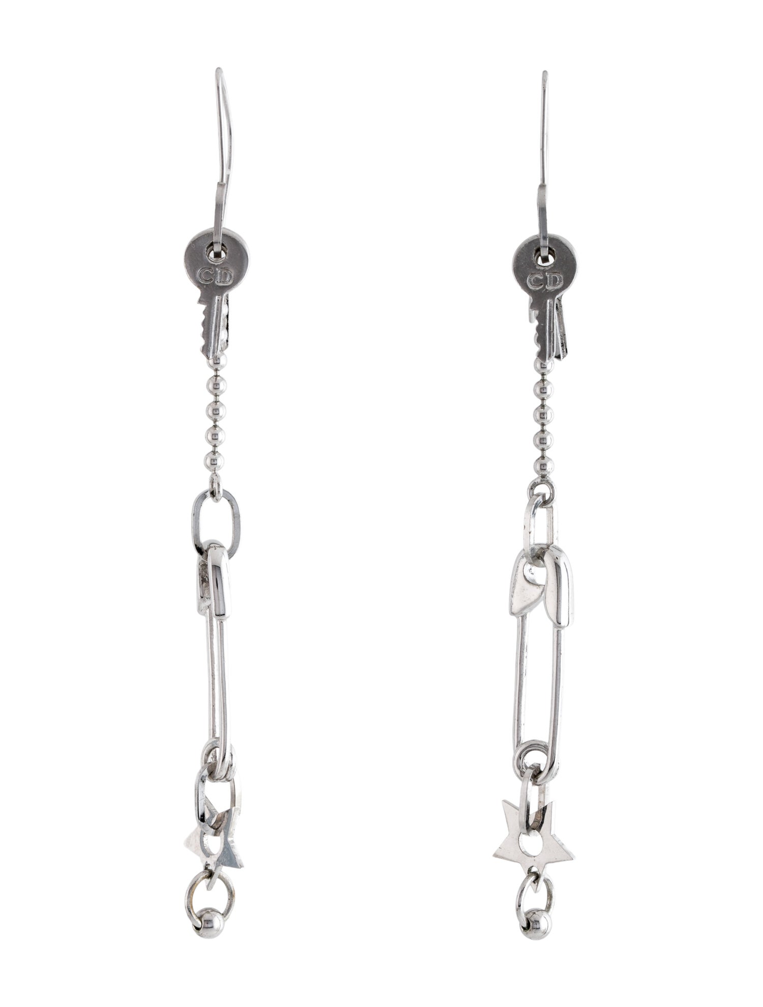 Christian Dior Safety Pin & Keys Drop Earrings