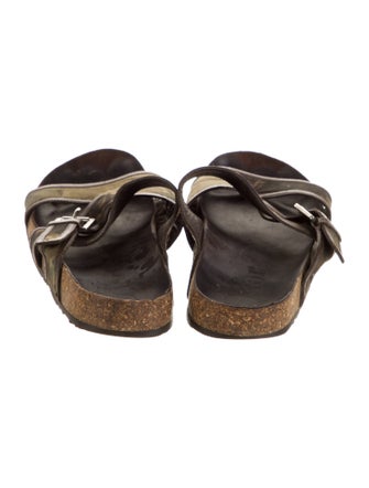 Christian Dior Printed Leather Trim Embellishment Slides