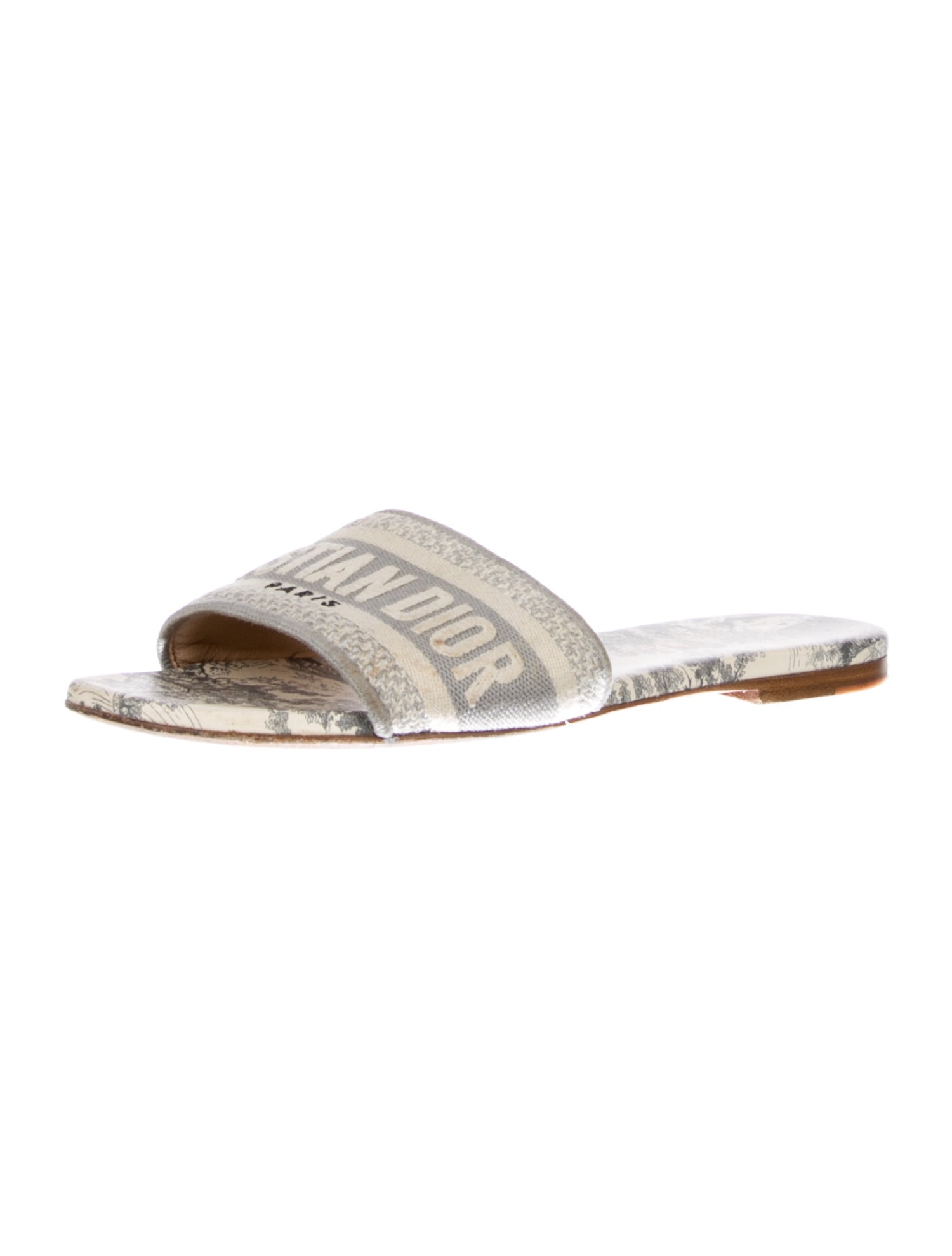 Christian Dior Canvas Printed Slides