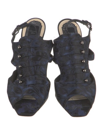 Christian Dior Satin Printed Slingback Pumps