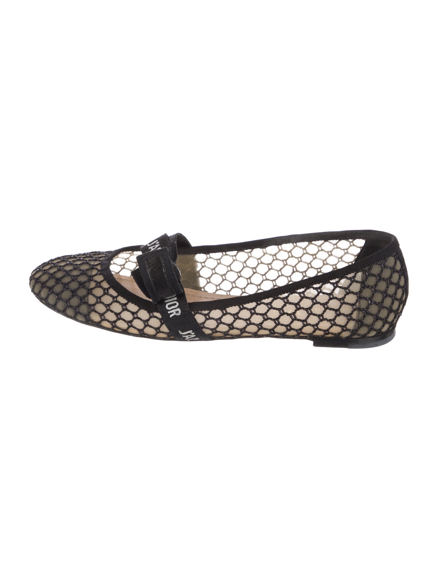 Christian Dior Mesh Patterned Mary Jane Flats