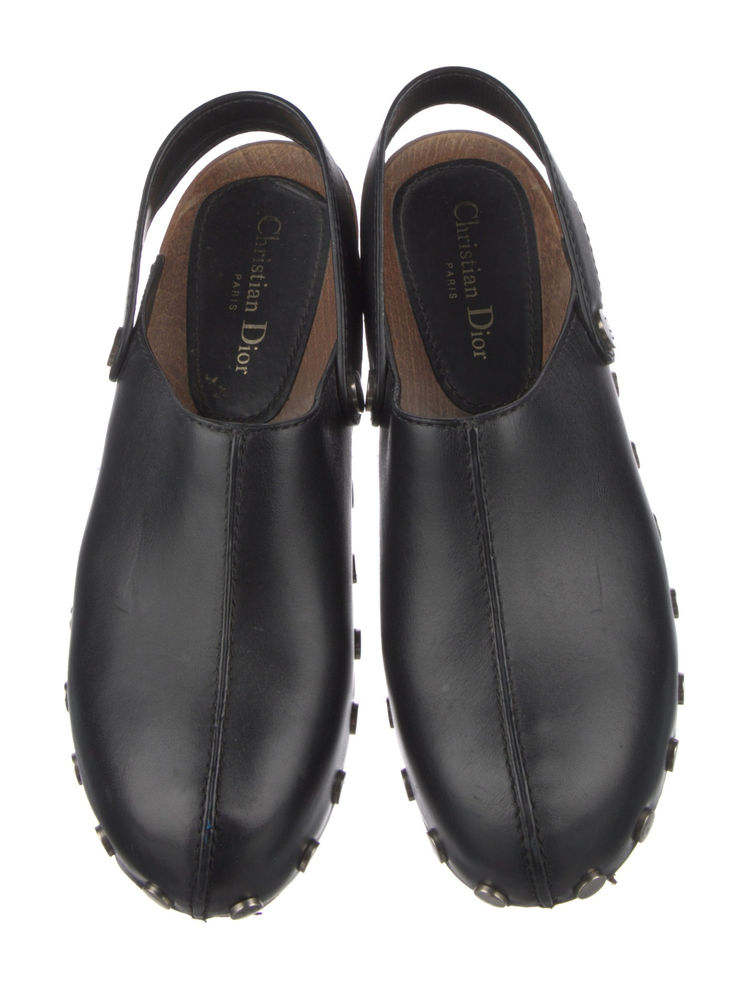 Christian Dior Leather Studded Accents Slingback Pumps