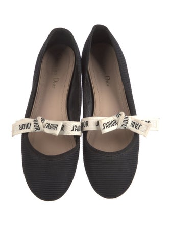 Christian Dior Printed Bow Accents Mary Jane Flats