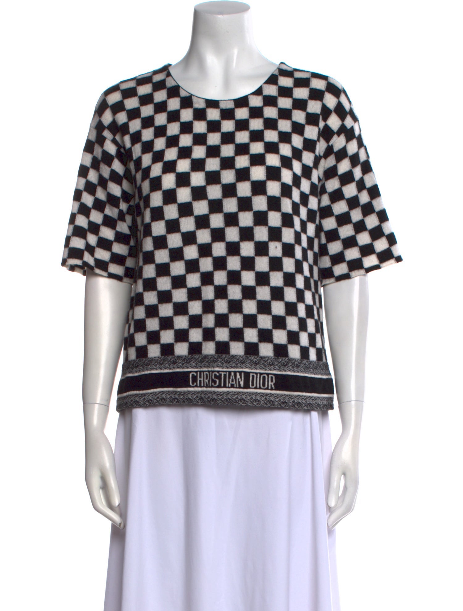 Christian Dior Cashmere Plaid Print Sweater w/ Tags