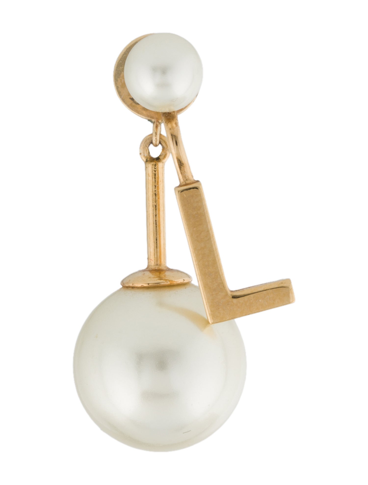 Christian Dior Faux Pearl My ABCDior Tribales Letter 'L' Single Drop Earring