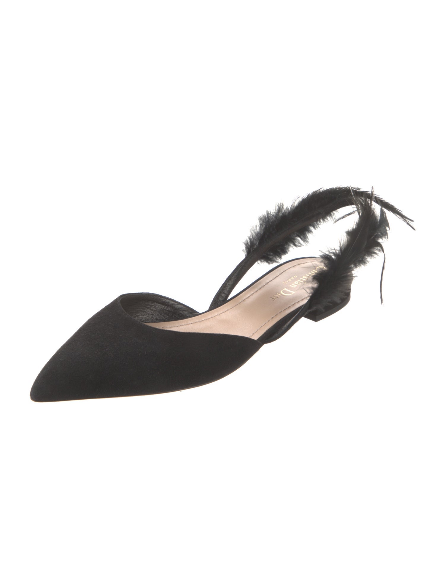 Christian Dior Suede Whipstitch Trim D'Orsay Flats