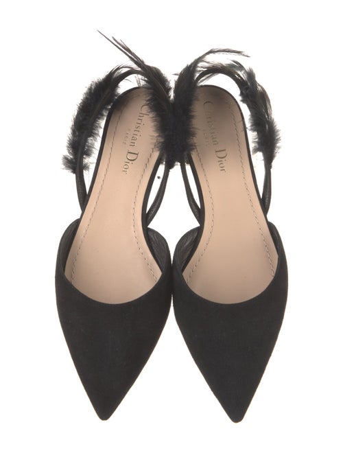 Christian Dior Suede Whipstitch Trim D'Orsay Flats
