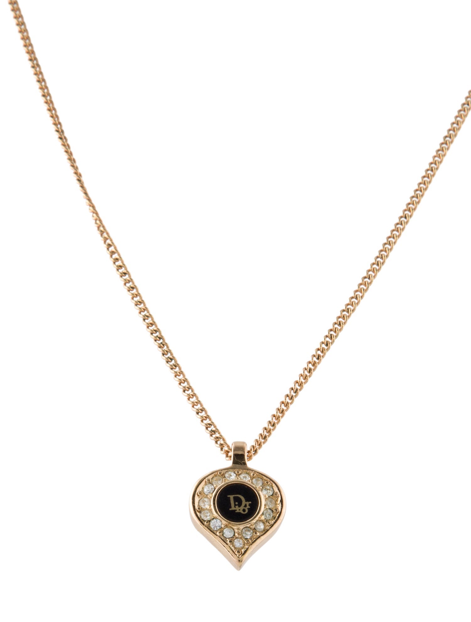 Christian Dior Vintage Crystal & Enamel Pendant Necklace