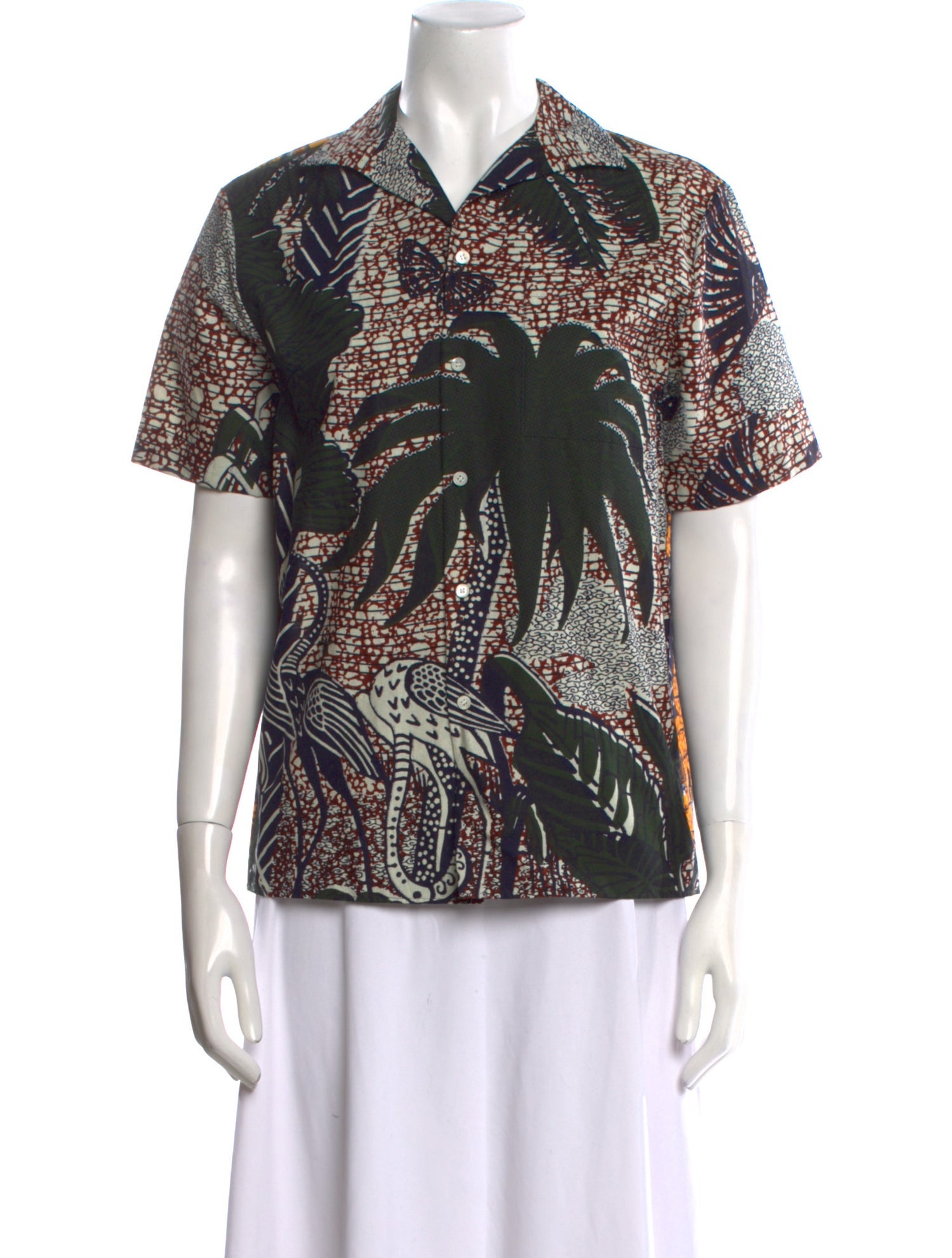 Christian Dior Paisley Print Short Sleeve Button-Up Top