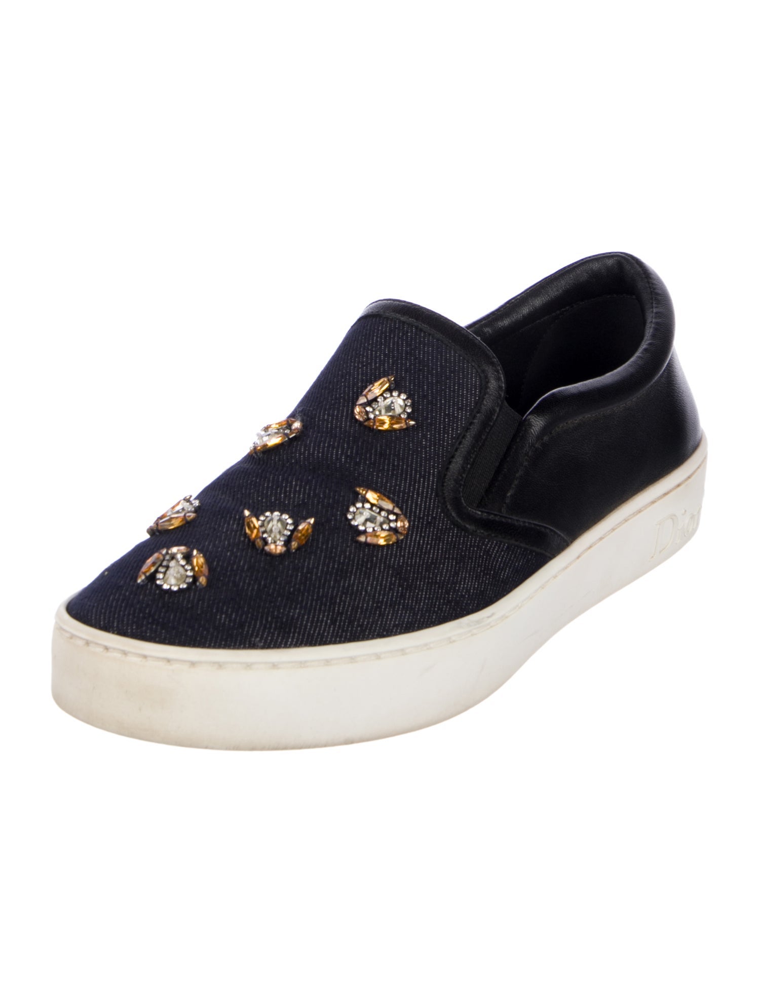Christian Dior Denim Crystal Embellishments Sneakers
