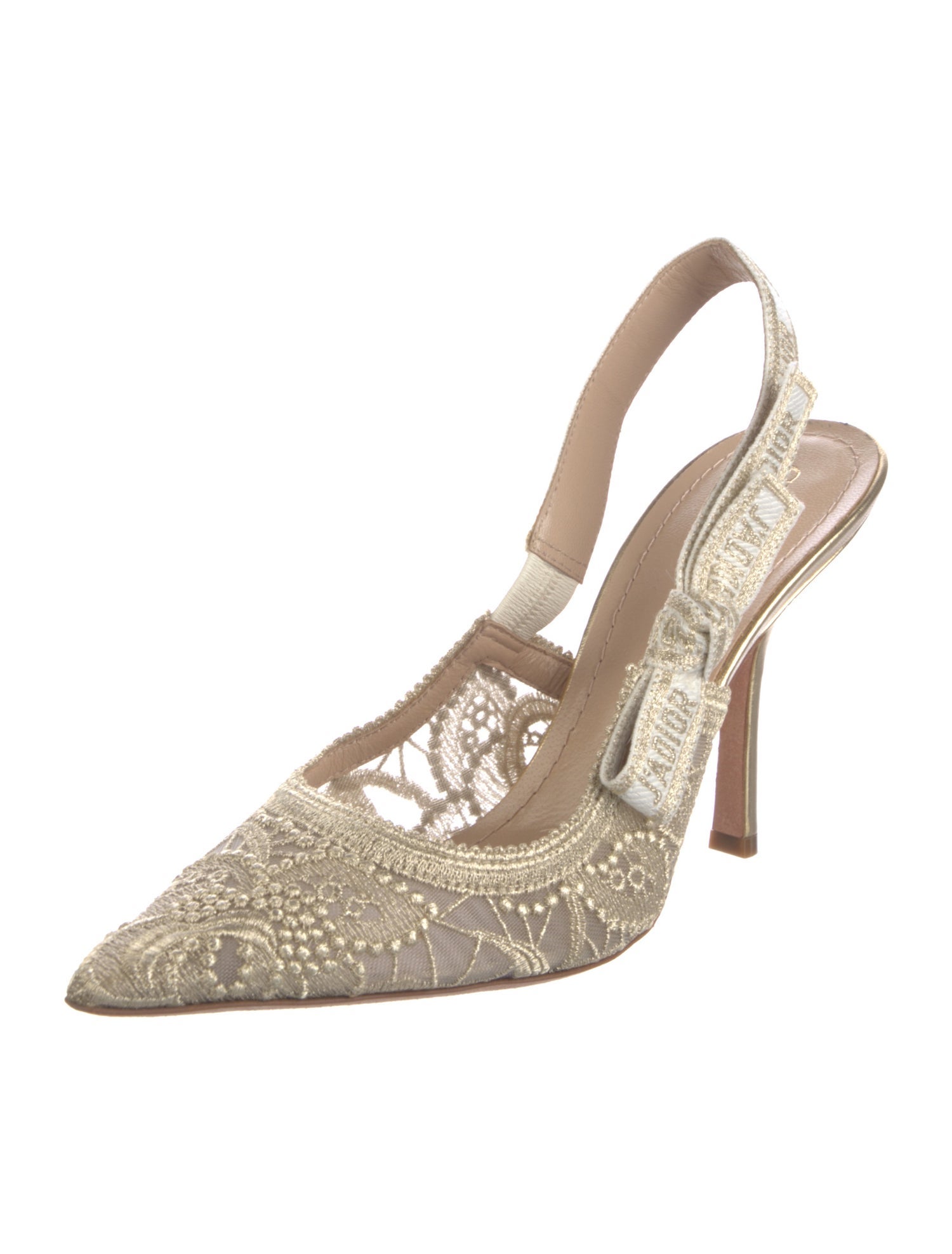 Christian Dior Lace Lace Pattern Slingback Pumps