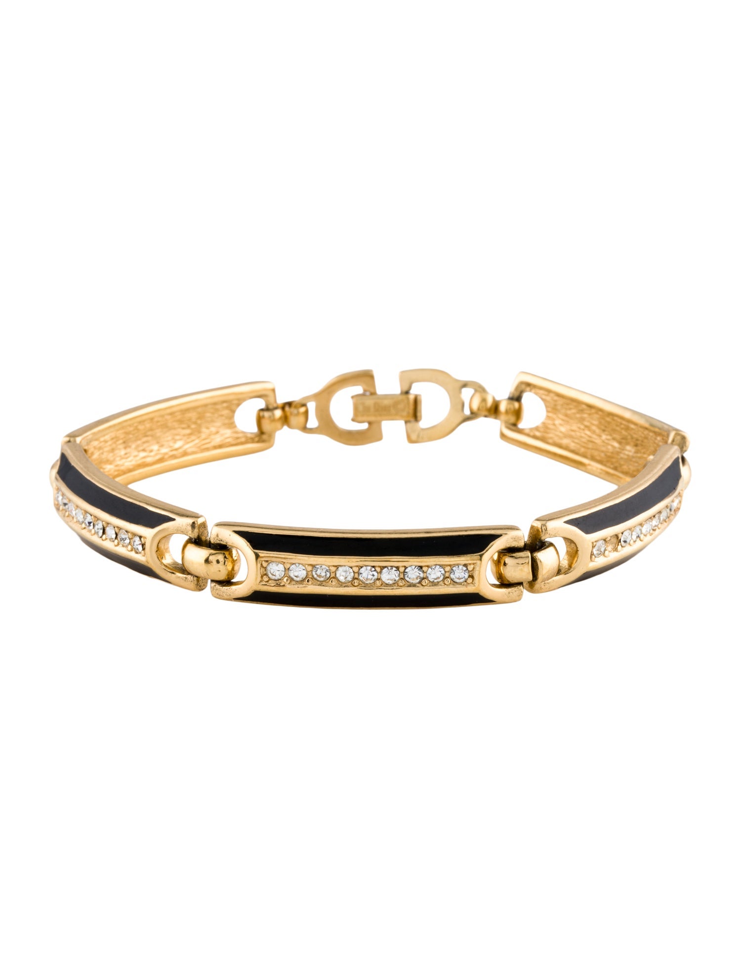 Christian Dior Vintage Crystal & Enamel Link Bracelet