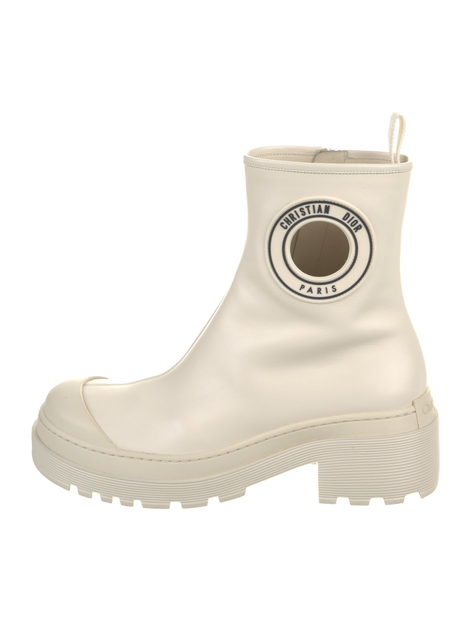 Christian Dior Leather Graphic Print Rain Boots